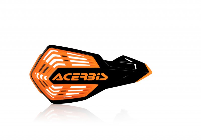 Acerbis X-Force Handguard for Motorcycles - Black with 16 Orange Accents, Fits Honda CRF450R, Yamaha YZ250F, Kawasaki KX250, and Suzuki RMZ450