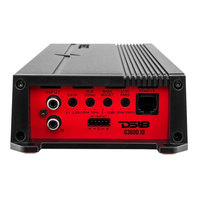 DS18 G3600.1D 1-Channel Car Amplifier - 1200 Watts RMS at 1 Ohm, 900 Watts RMS at 2 Ohms, 500 Watts RMS at 4 Ohms for Automotive Audio Systems