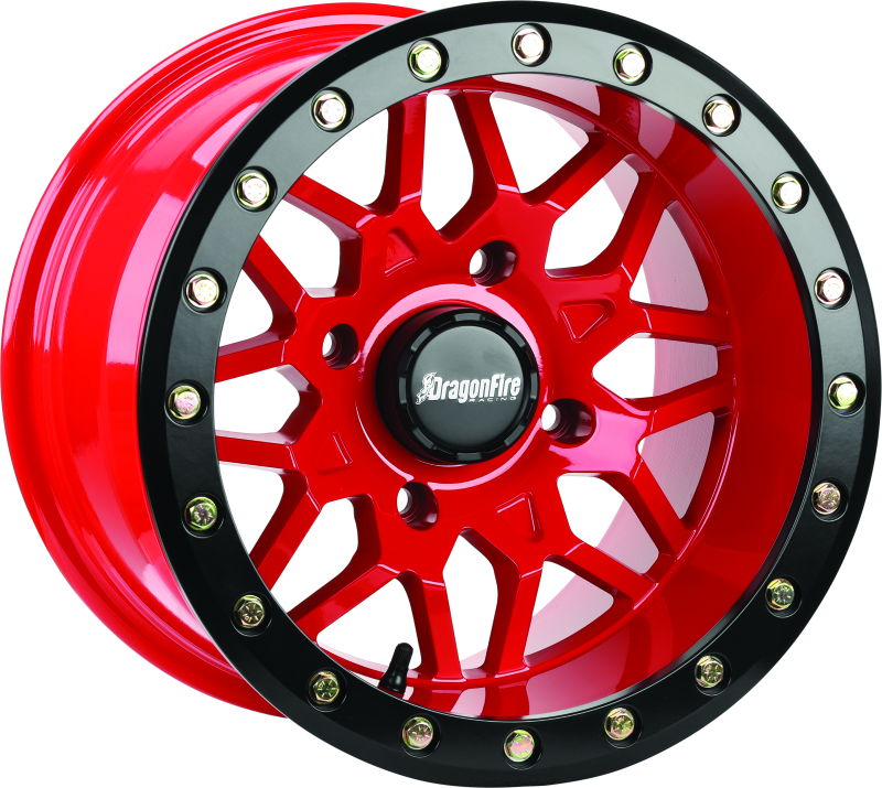 DragonFire Racing Typhon Wheel 15x10 inches, 4/156 bolt pattern, Machined Red Finish - Part 523210