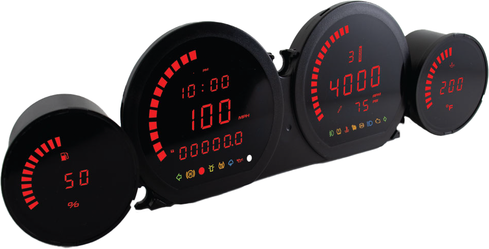 KOSO BA064921 4 Piece Red LED Gauge Kit for Harley-Davidson FLHT, FLHX, FLTR 2014-2022