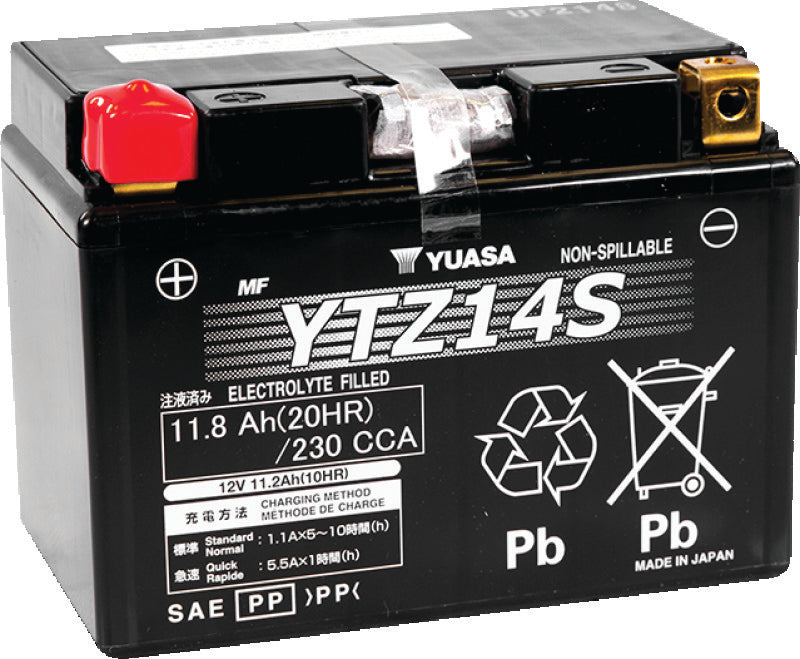 Yuasa YTZ14S Maintenance Free AGM 12-Volt Battery