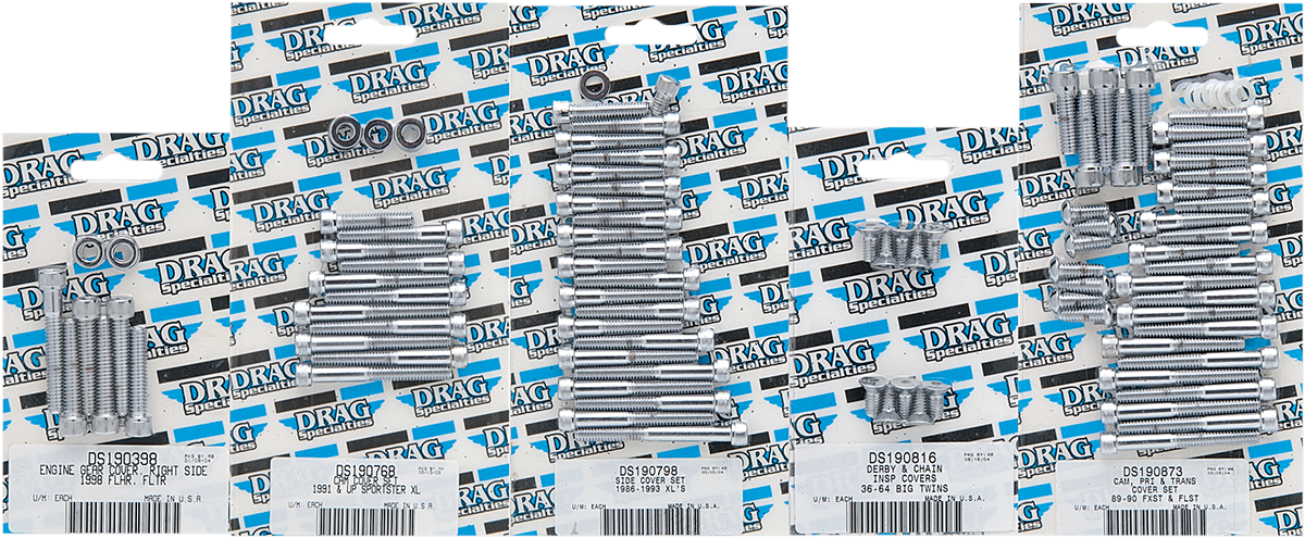 DRAG SPECIALTIES MK366 Chrome Knurled Cam Cover Bolt Kit for 1993-2000 Harley-Davidson Models