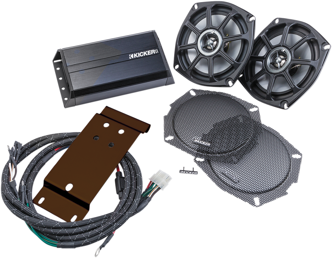 KICKER 5-1/4 inch Speaker Kit with 2-Channel Amplifier for Harley-Davidson FLTR (98-13) — Model 46HDT96