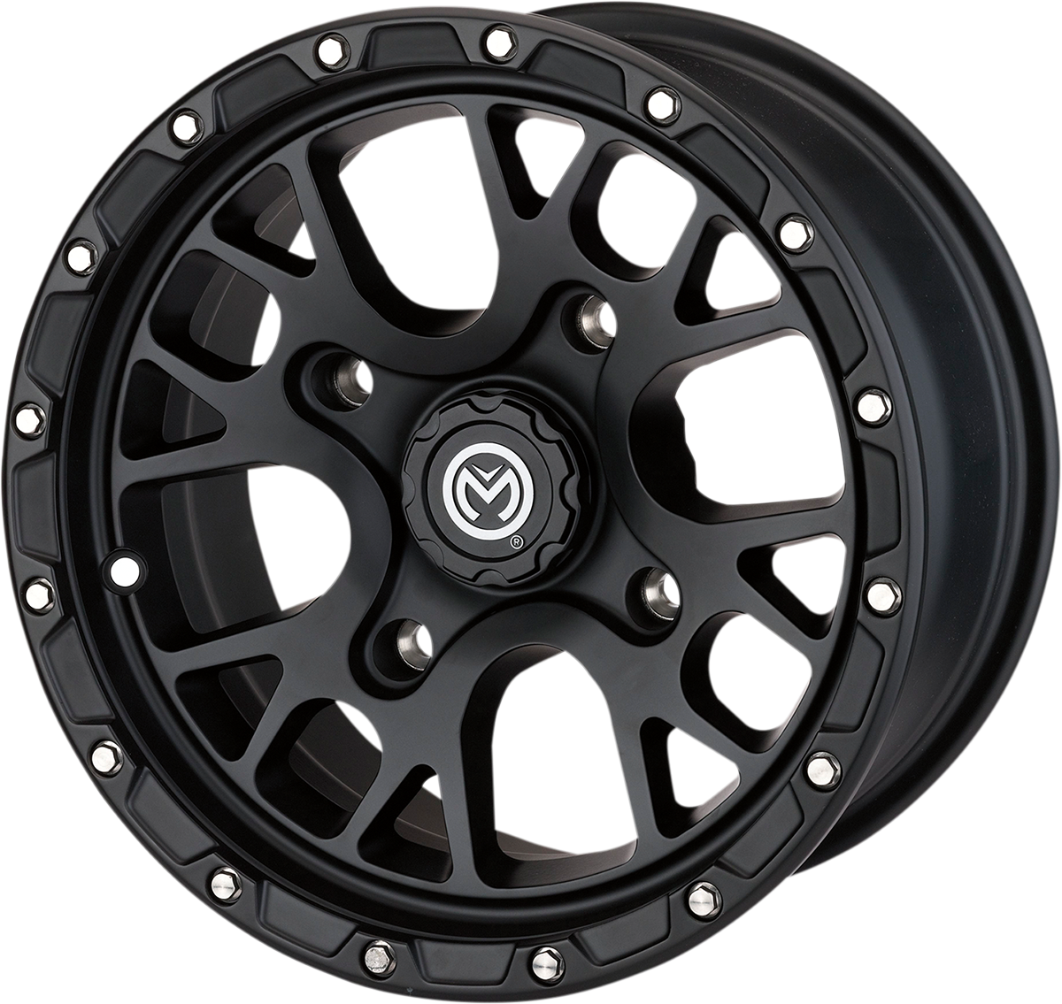 Moose Offroad 15x7 Black Wheel with Center Cap for 4x156 Bolt Pattern - Part #545MO157156SB44