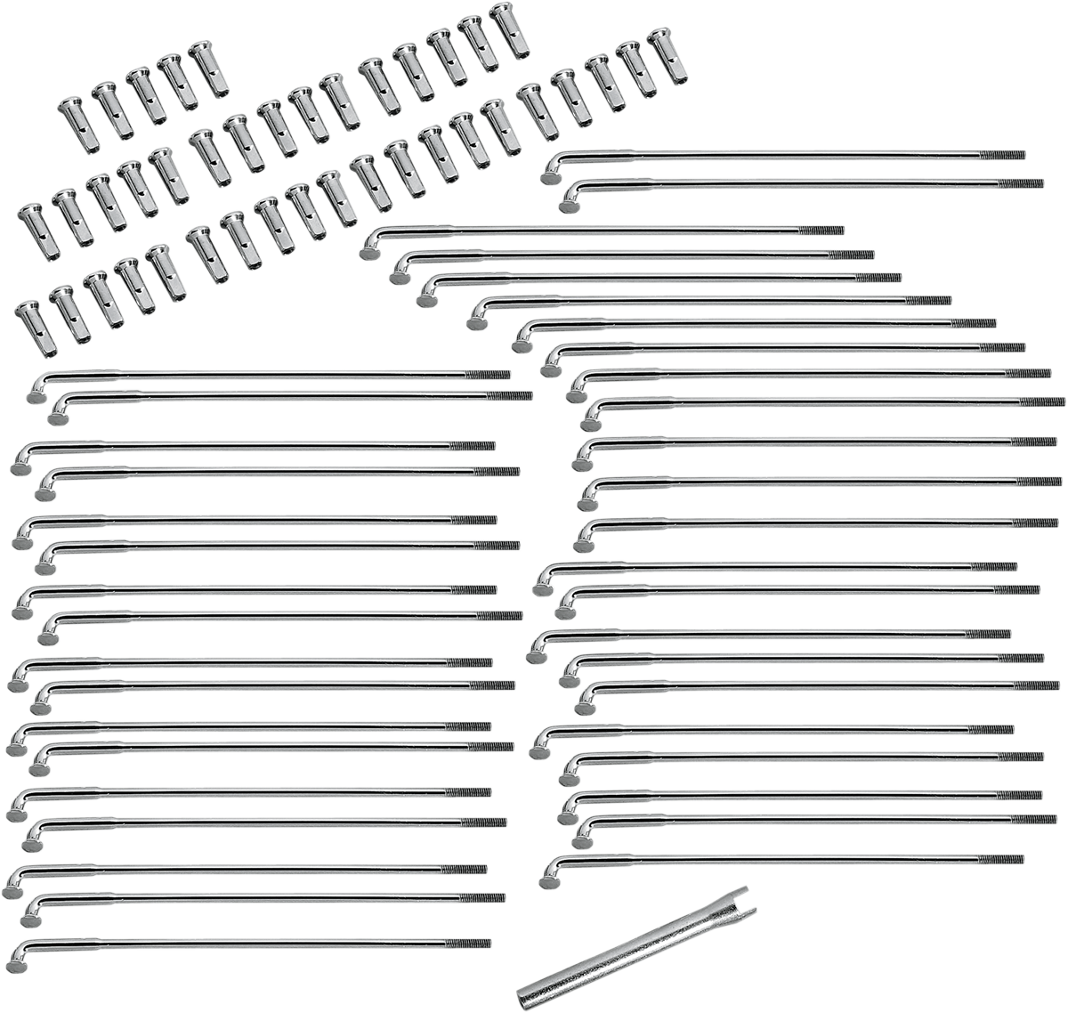 DRAG SPECIALTIES Chrome Spoke Set for 16-0516-BC629 - Fits 6-13/16 inch Wheels with OEM-style Steel or Aluminum Hubs