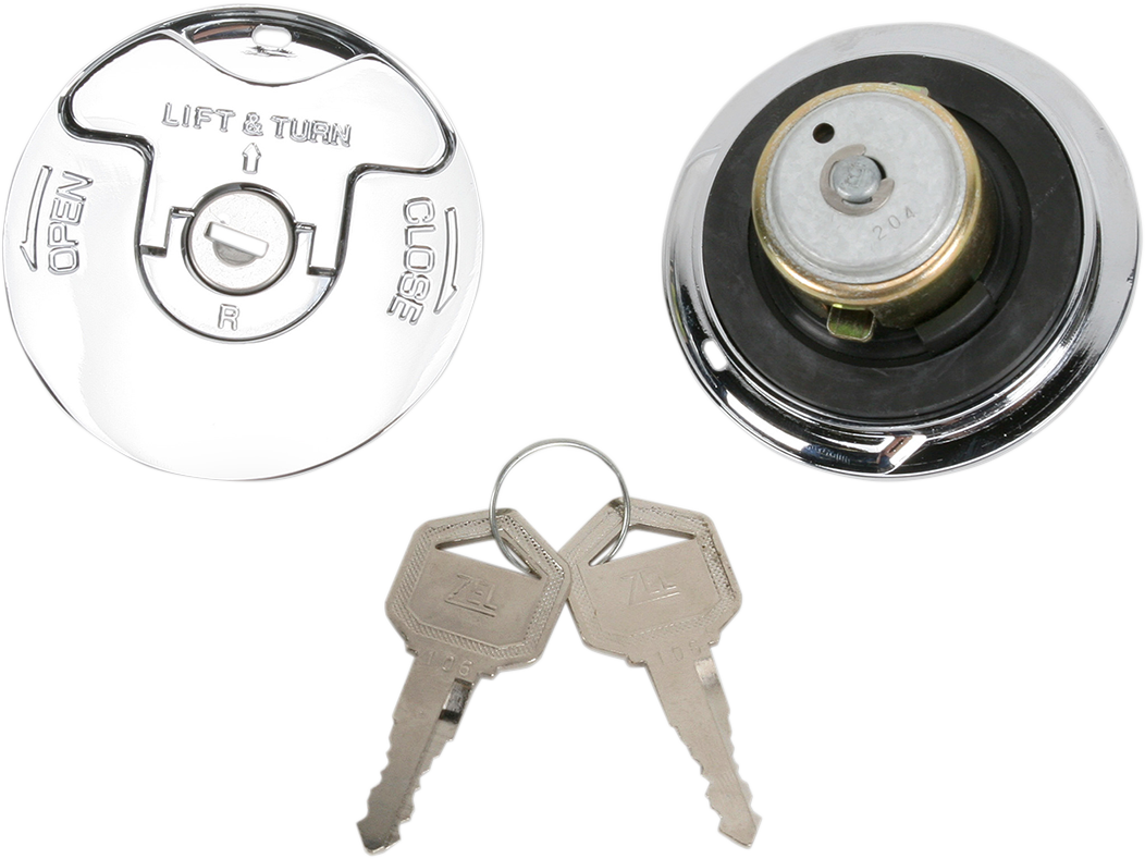 Drag Specialties Locking Gas Cap for Flush-Mount Tanks - Part Number 011549-BX-LB1 - Fits Harley-Davidson and Custom Motorcycles