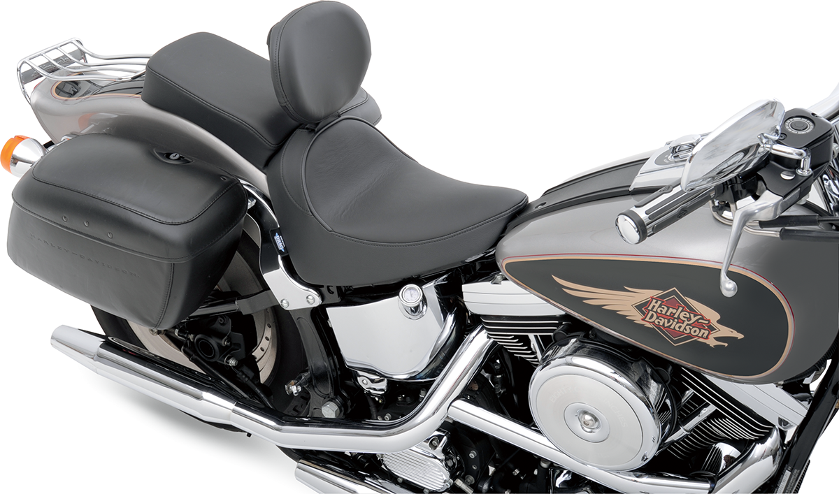 DRAG SPECIALTIES SEATS Solo Seat with Driver Backrest for Harley FXST/FLST 1984-1999 - Smooth Finish