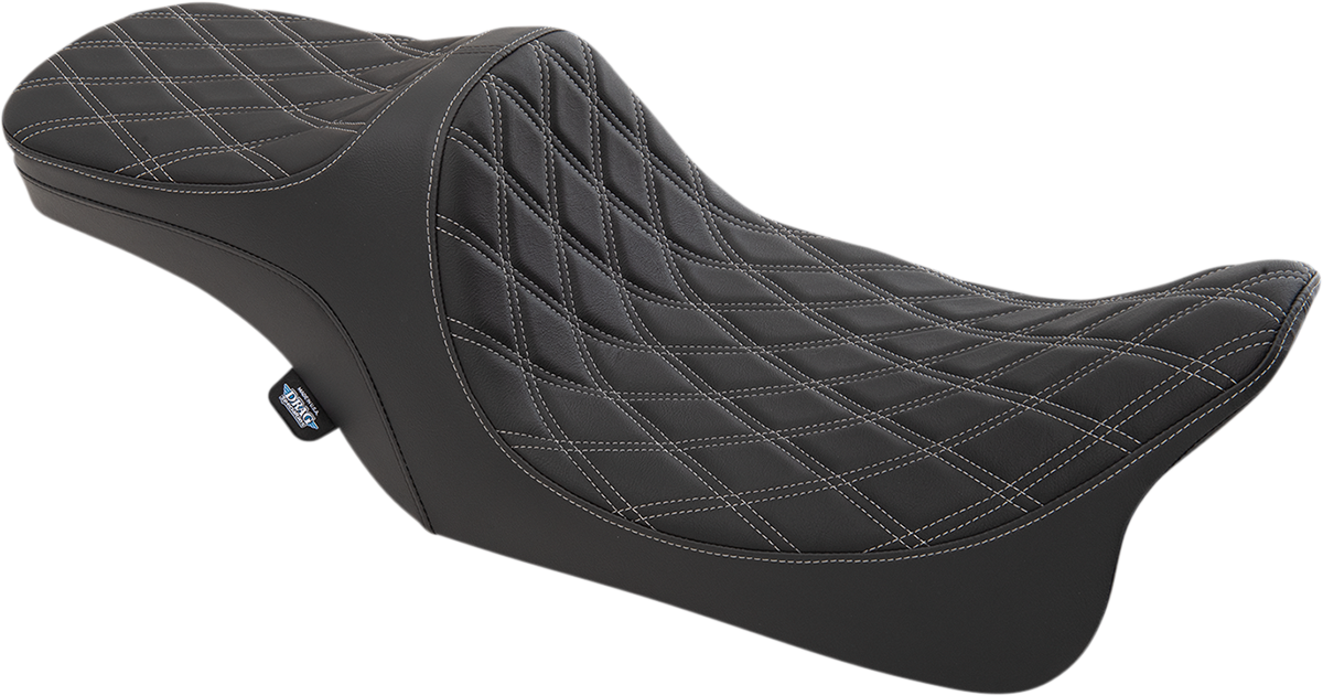 Drag Specialties Seats Predator III 2-Up Seat with Double Diamond Silver Thread for Harley-Davidson FL '99-'07