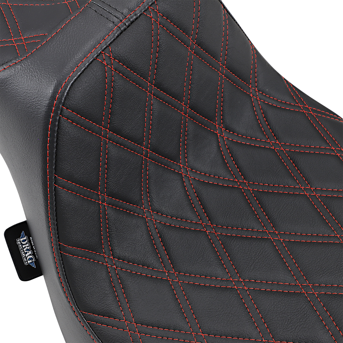 Drag Specialties Seats Predator III Seat - Double Diamond with Red Stitching for Harley FXFB/S '18-'23 | Model 0802-1074