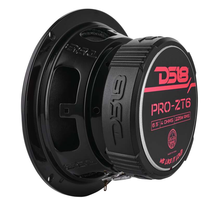 DS18 PRO-ZT6 6.5-Inch Coaxial Loudspeaker – 225 Watts RMS, 4 Ohm, Water-Resistant Mid-Range Speaker for Car Marine Marine Vehicles