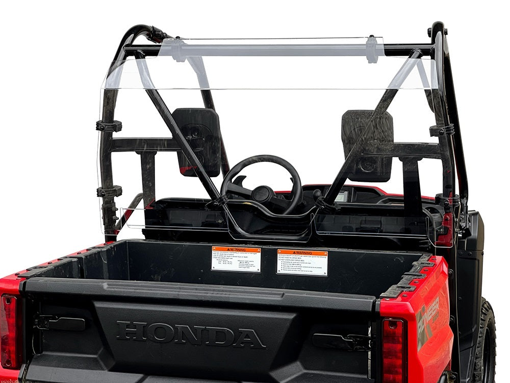 SPIKE Rear Windshield with Vent for 2021-2022 Honda Pioneer 520, Part Number 77-6700A-R