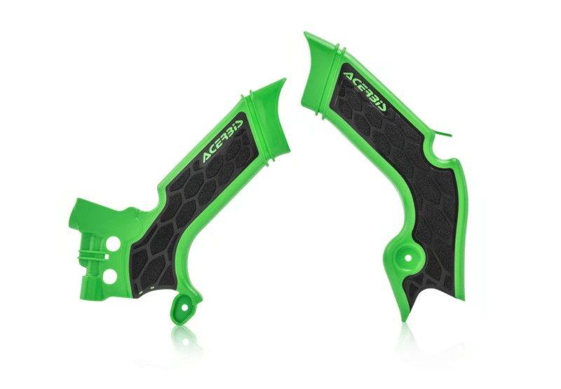 Acerbis 21+ Kawasaki KX250/ 19-23 KX450 Frame Guards - X-Grip by Acerbis, Green/Black