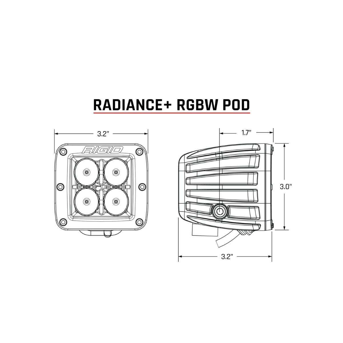 RIGID Radiance+ RGBW Pod Series - Compact Cube LED Lights for Off-Road Vehicles and Trucks