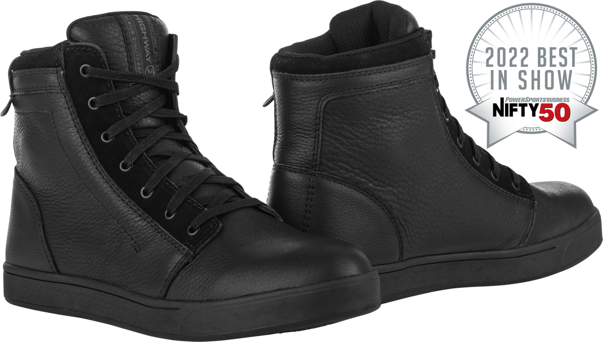 Highway 21 Axle Leather Waterproof Motorcycle Shoes – Black, Size 8 – Compatible with Harley-Davidson, Honda, Yamaha, Suzuki, Kawasaki