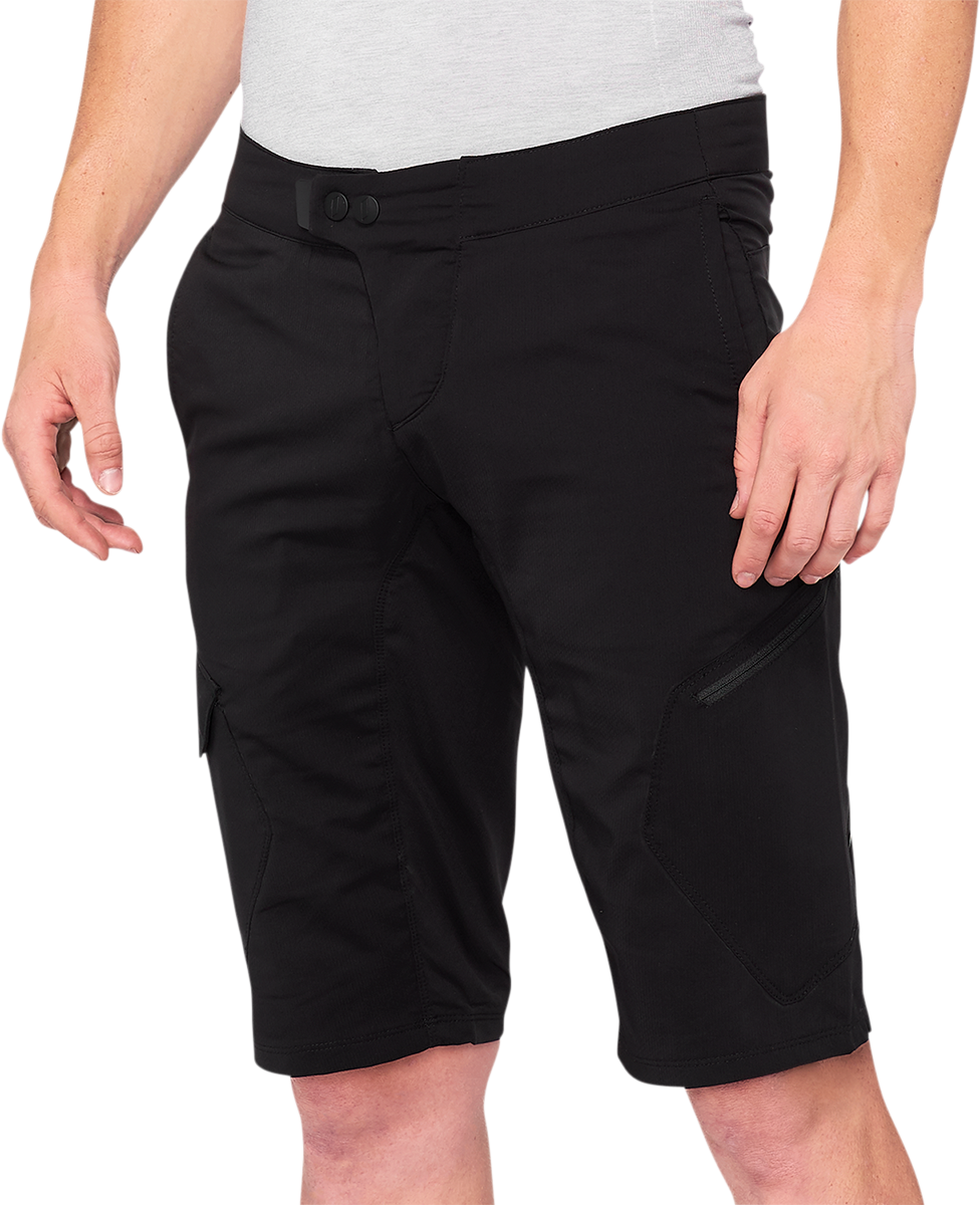 100% Ridecamp Shorts - Black, Part Number 40029-00005, US Size 38, Perfect Fit for Mountain Bikes and Trail Riding