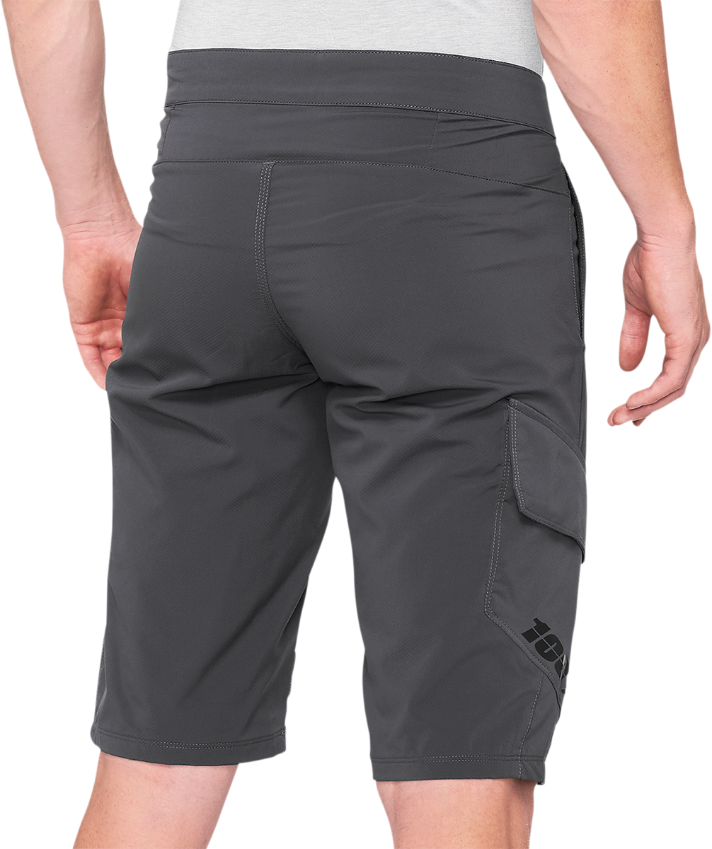 100% Ridecamp Shorts Charcoal with Adjustable Waist for US Men’s 30