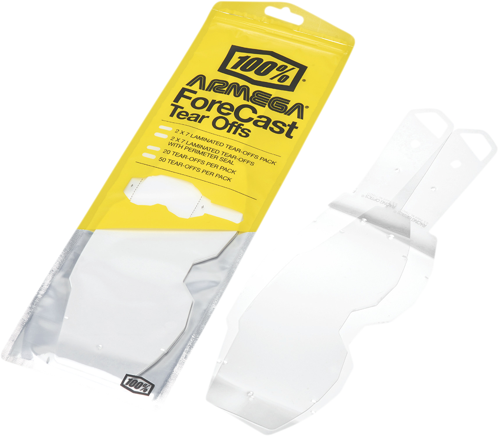 100% Armega Forecast Tear-Offs - Standard Pack for MX and MTB Goggles