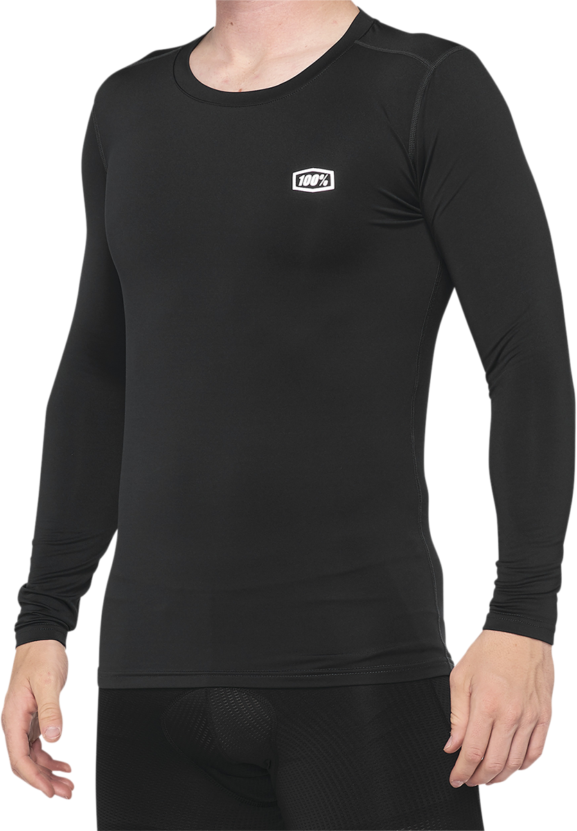 100% Basecamp Long-Sleeve Base Layer - Black - Large | Thermal Insulation & Moisture-Wicking Performance for Motorcycle, Skiing, and Outdoor Activities