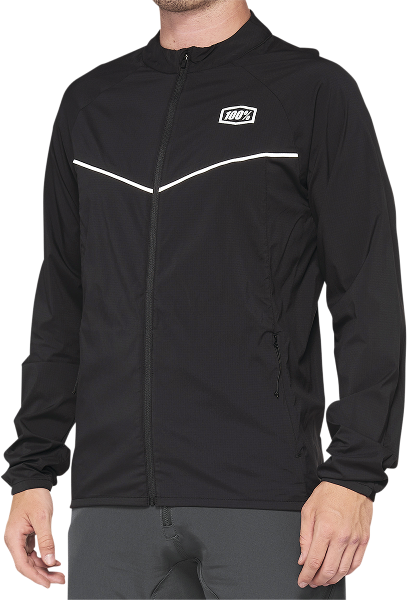 100% Corridor Stretch Windbreaker Jacket for Road and Trail - Black, Small, Part Number 40042-00000