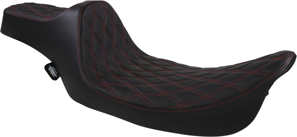Drag Specialties Seats Extended Reach Predator III Seat for Harley FL '99-'07 with Double Diamond Black and Red Stitching