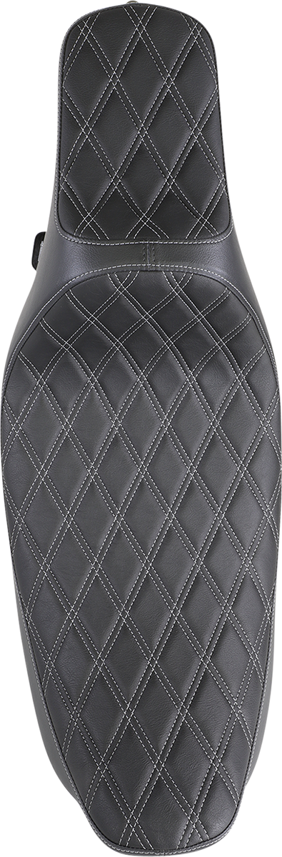 Drag Specialties Seats Extended Reach Predator III Seat for Harley FL Models 1999-2007 - Black with Silver Stitching