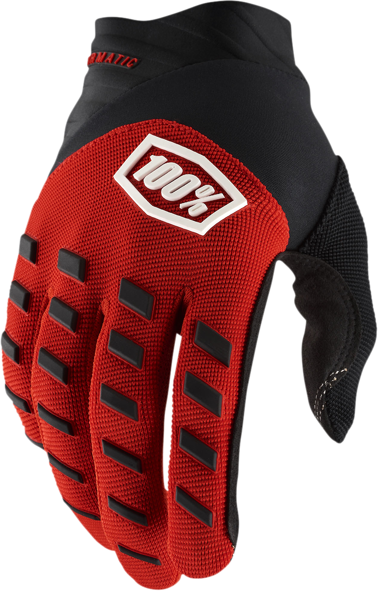 100% Youth Airmatic Gloves - Red/Black, Medium | Designed for Smaller Riders with Durable Comfort and Control