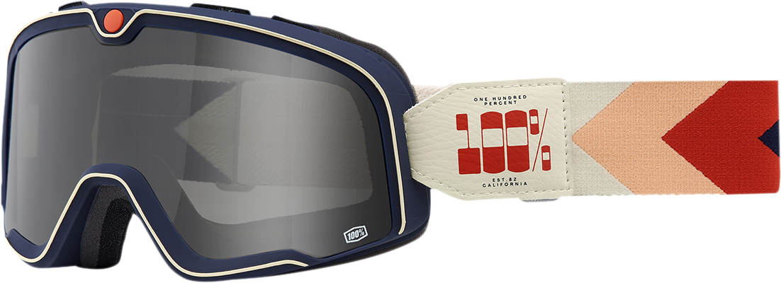 100% Barstow Goggle with Teluride Smoke Lens - Perfect for Off-Road and Motocross Vehicles