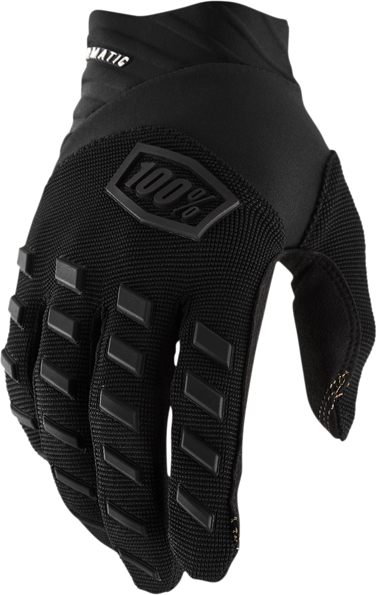 100% Airmatic Gloves - Black/Charcoal Small - Durable Neoprene Cuff and Mesh Ventilation for Motorcycle Riding