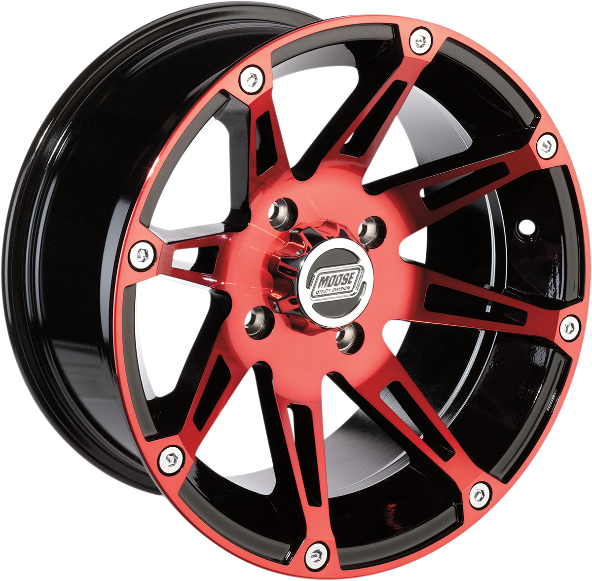 MOOSE OFFROAD Wheel - 387X - Rear - Anodized Red/Black - 12x8 - 4/110 - 4+4 387ML128110BWR4