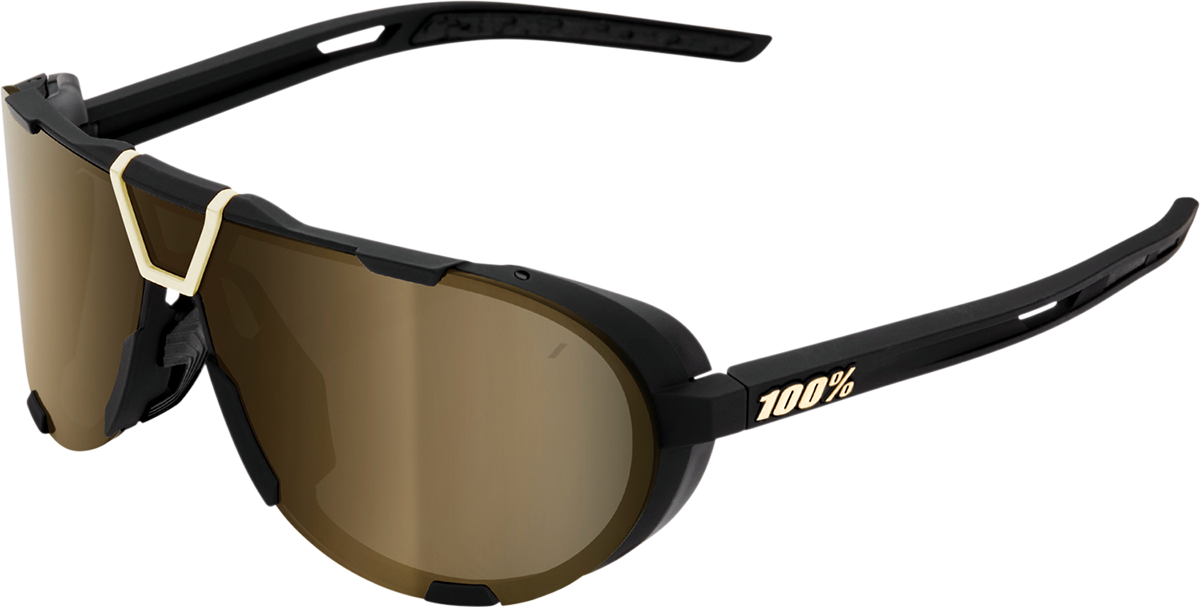 100% Westcraft Sunglasses - Soft Tact Black with Soft Gold Mirror Lens (Part #61046-258-01) – Ideal for Off-Road and Street Vehicles