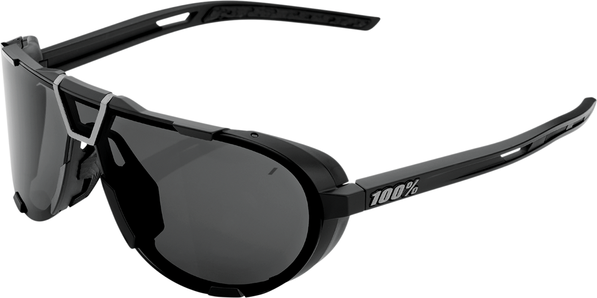 100% Westcraft Matte Black Sunglasses with Smoke Lens - Part 61046-102-01 for Off-Road, Mountain Biking, and Cycling