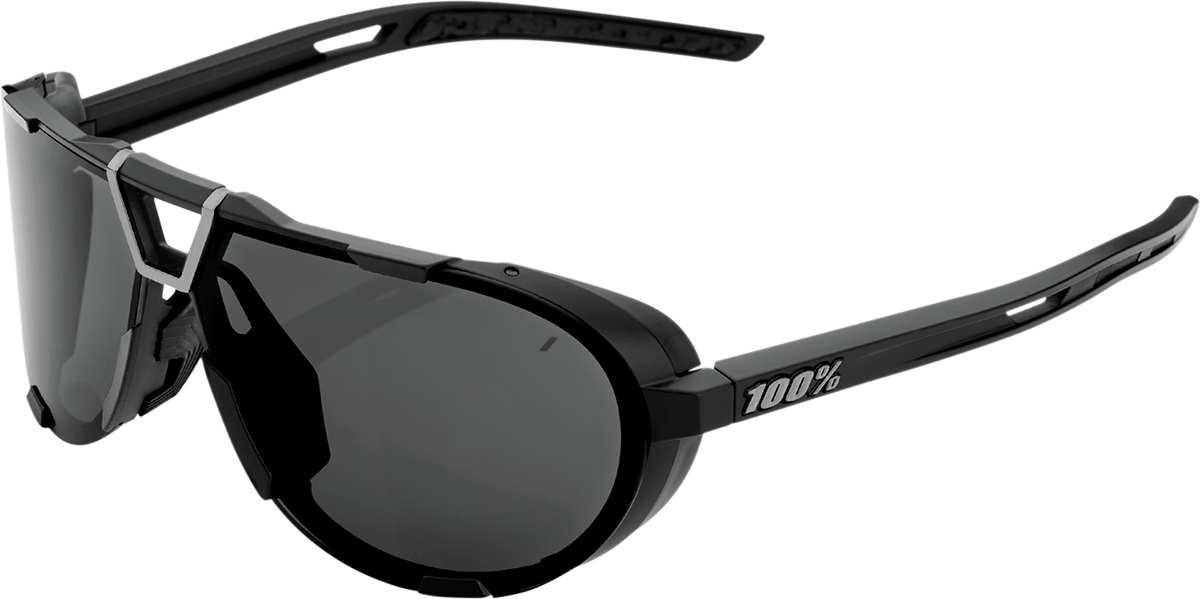 100% Westcraft Matte Black Sunglasses with Smoke Lens - Part 61046-102-01 for Off-Road, Mountain Biking, and Cycling