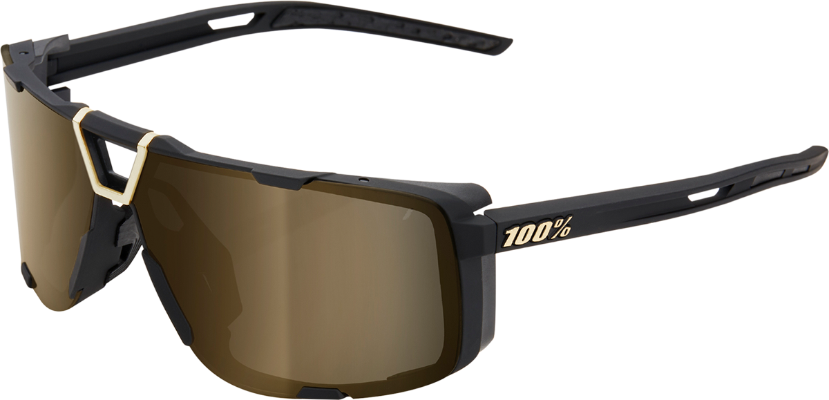 100% Eastcraft Sunglasses - Soft Tact Black Frame with Soft Gold Mirror Lens - Fits ATV, Dirt Bike, and Motorcycle