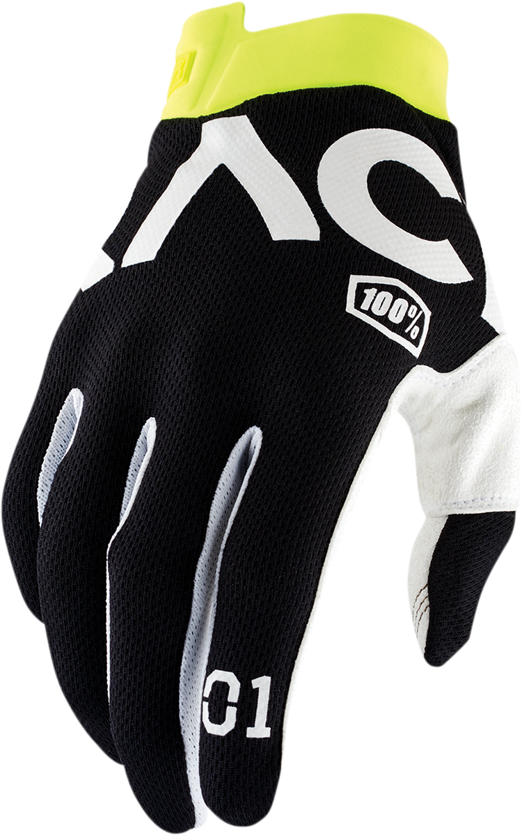 100% Racr iTrack Gloves Small - Black with Mesh and Clarino Palm for Motorcycle Riding
