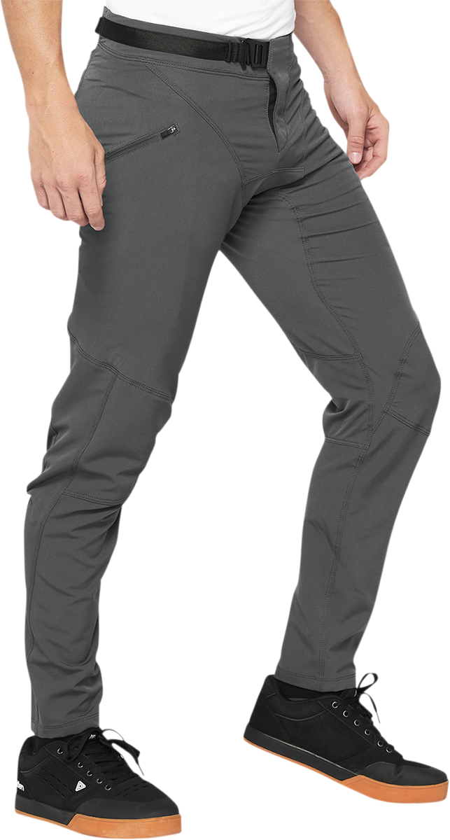 100% Airmatic Pants Charcoal US 30 by 100% - Mountaineering-Inspired Performance Trousers with Adjustable Fit and Mobility Features