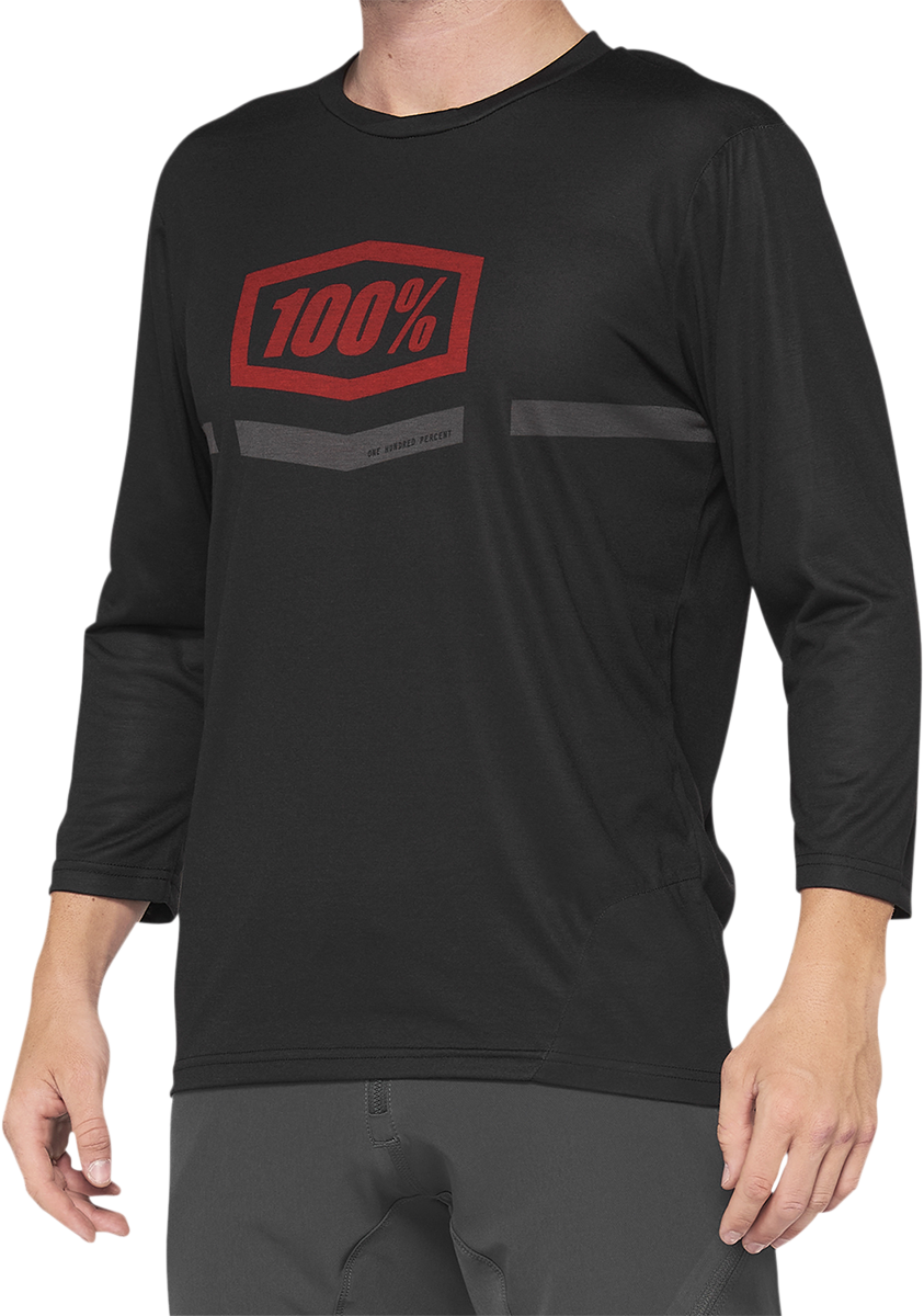 100% Airmatic 3/4 Sleeve Jersey for Trail and Mountain Biking - Black/Red, Small (Part No. 40018-00005)