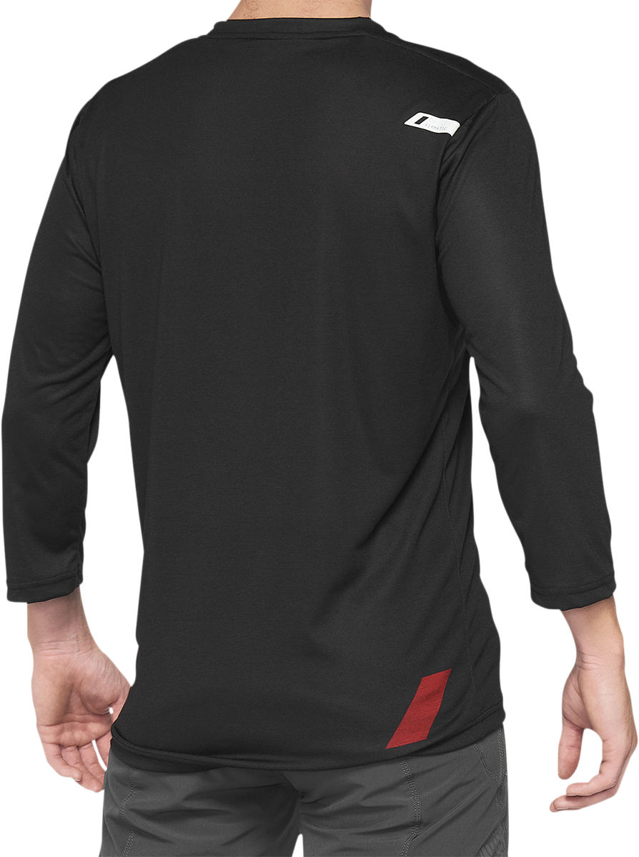 100% Airmatic 3/4 Sleeve Jersey - Black/Red, Medium - Designed for Trail Riding and Comfort