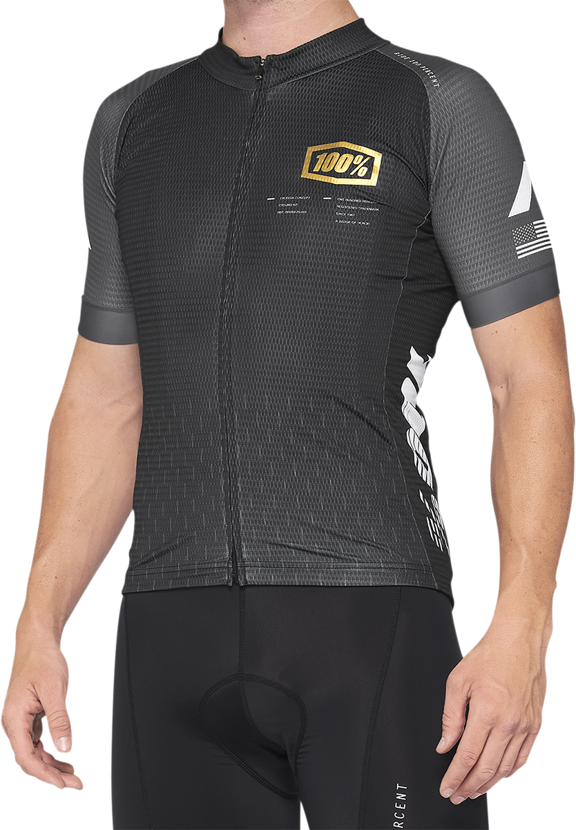 100% Exceeda Short-Sleeve Cycling Jersey - Black/Charcoal for Road and Mountain Bikes, Size Small (Part Number 40051-00000)
