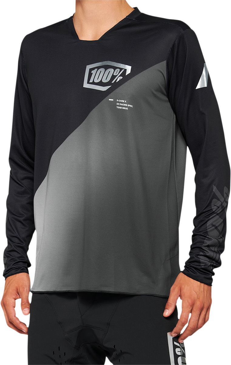 100% R-Core X Long-Sleeve Jersey Black/Gray 2XL - Performance Cycling Apparel with Moisture Management and Comfort Features