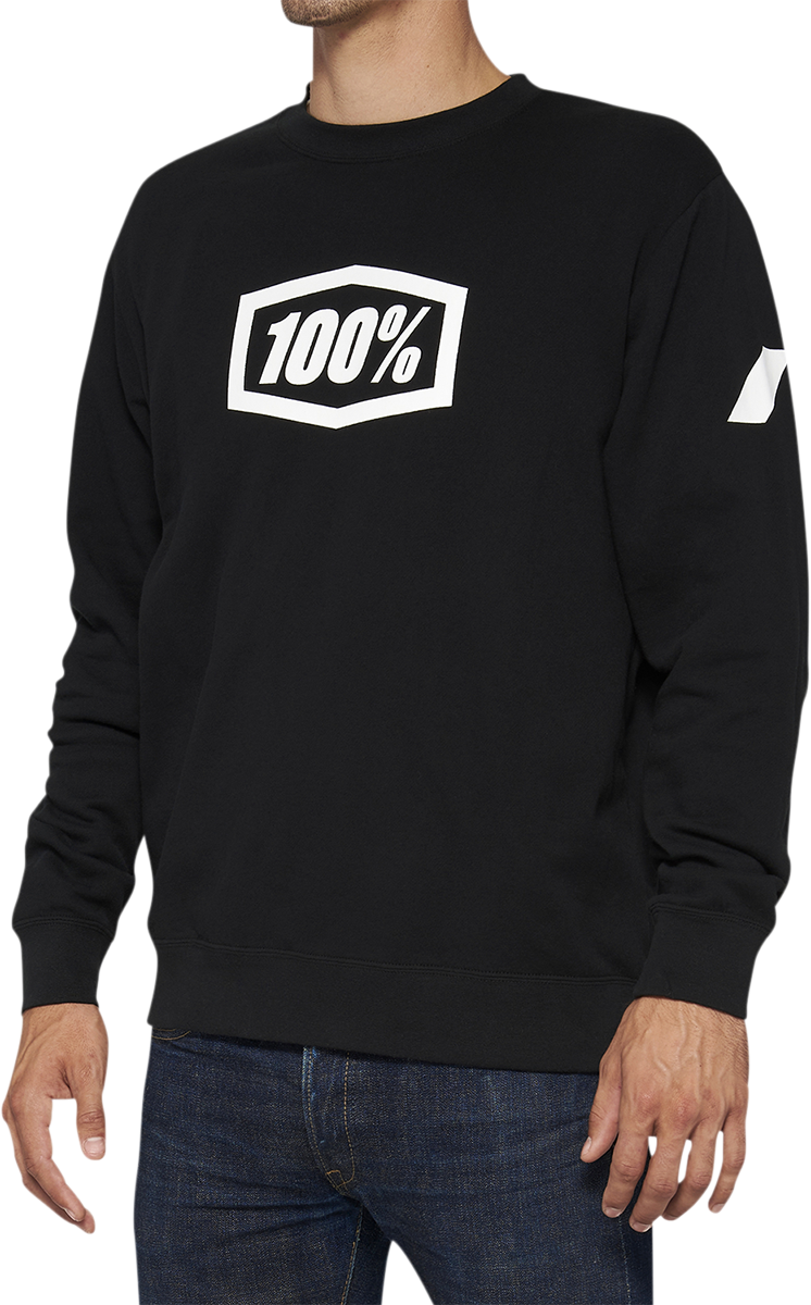 100% Icon Long-Sleeve Fleece Sweatshirt with Screen-Printed Logo - Black - XL - Part No. 20026-00003