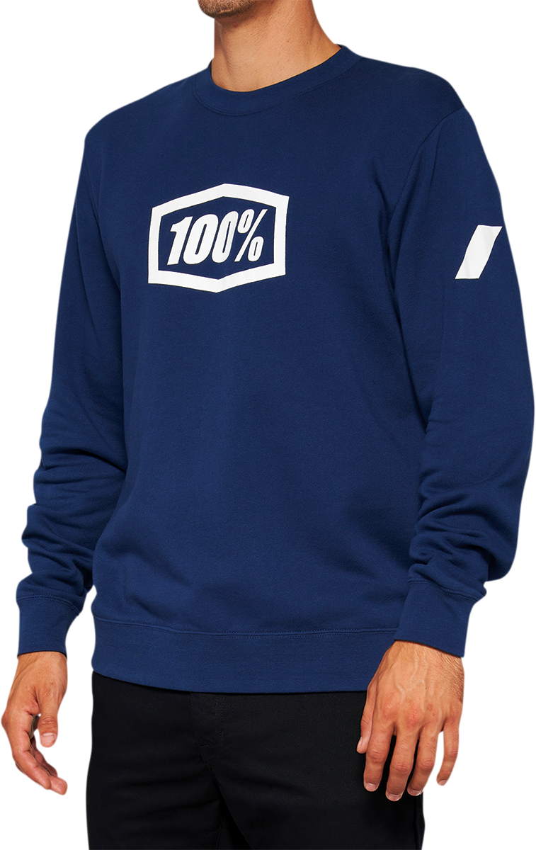100% Icon Long-Sleeve Fleece Sweatshirt with Screen-Printed Logo, Navy, Part Number 20026-00015