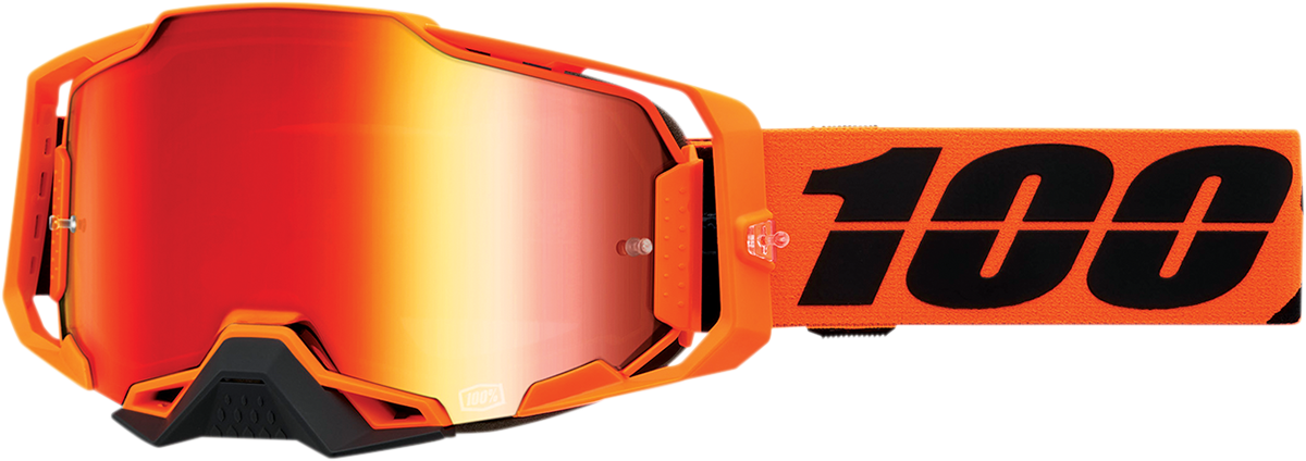 100% Armega Goggle CW2 with Red Mirror Lens - Impact-Resistant, Quick-Change Design for Motocross and ATV
