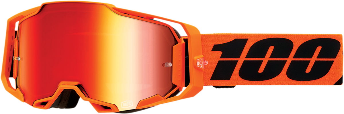 100% Armega Goggle CW2 with Red Mirror Lens - Impact-Resistant, Quick-Change Design for Motocross and ATV