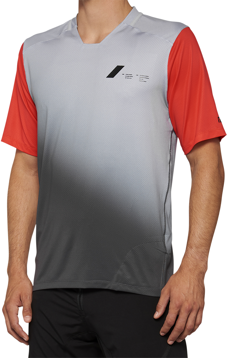 100% Celium Short-Sleeve Jersey for Mountain Biking, Gray/Racer Red, XL - Part 40011-00013