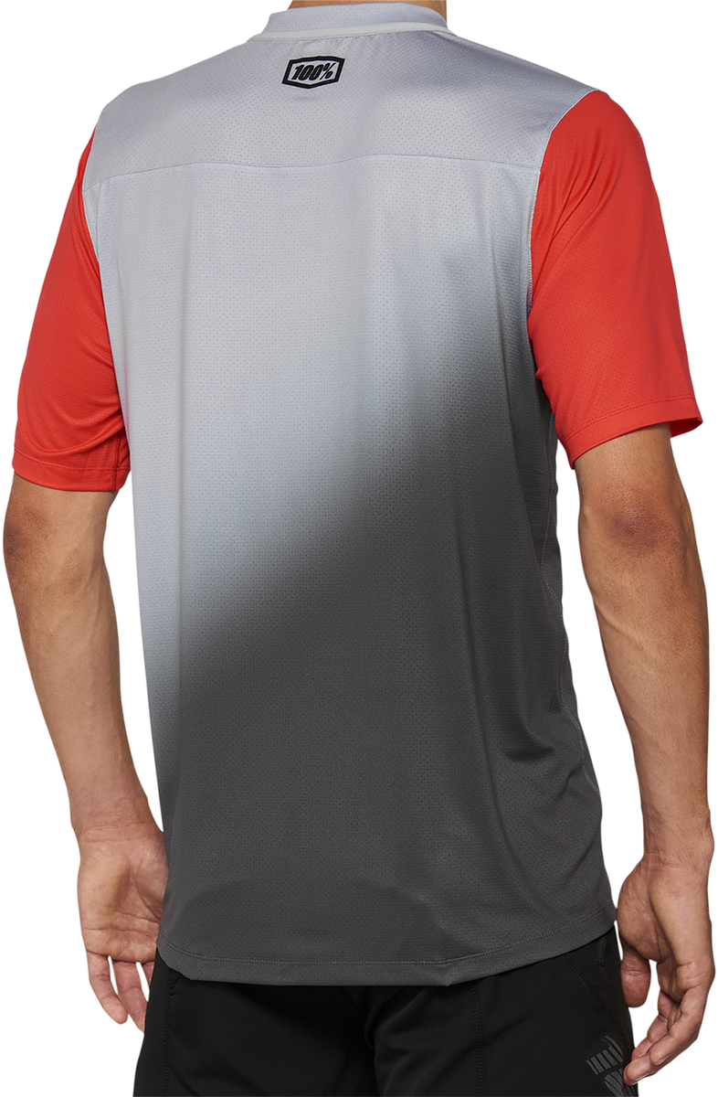 100% Celium Short-Sleeve Jersey for Mountain Biking, Gray/Racer Red, XL - Part 40011-00013