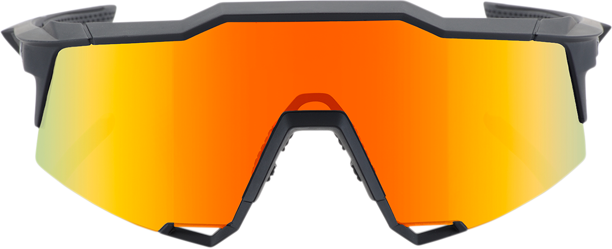 100% Speedcraft Sunglasses - Soft Tact Black with HiPER Red Multilayer Mirror Lens for Motorcycle and Cycling Enthusiasts