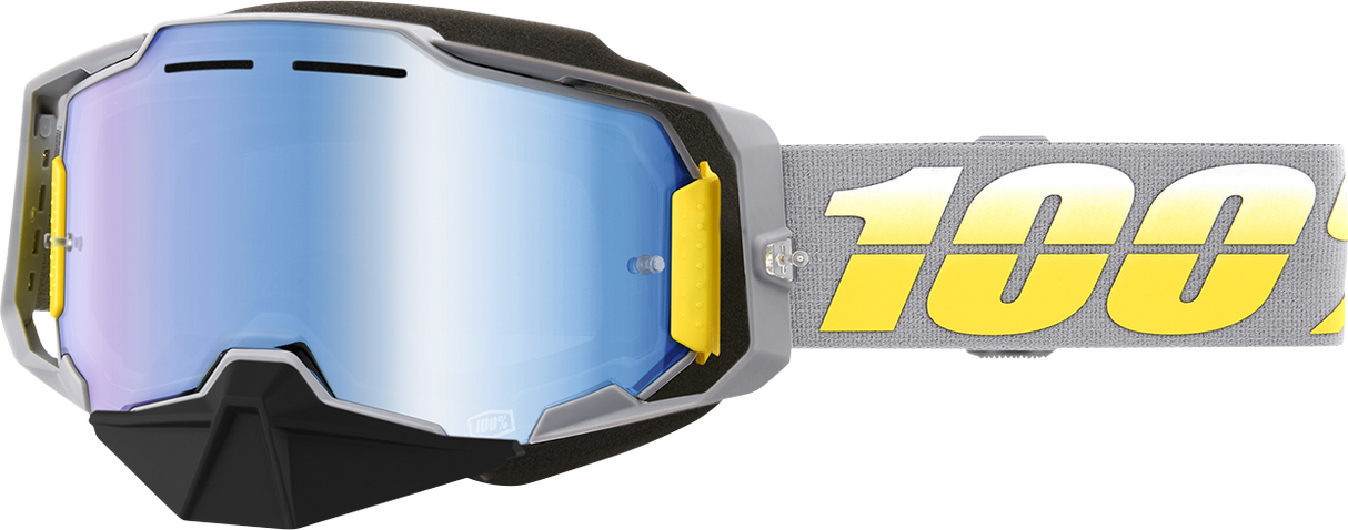 100% Armega Snow Goggle Complex Blue Mirror Lens – Fits Ski and Snowboard Helmets