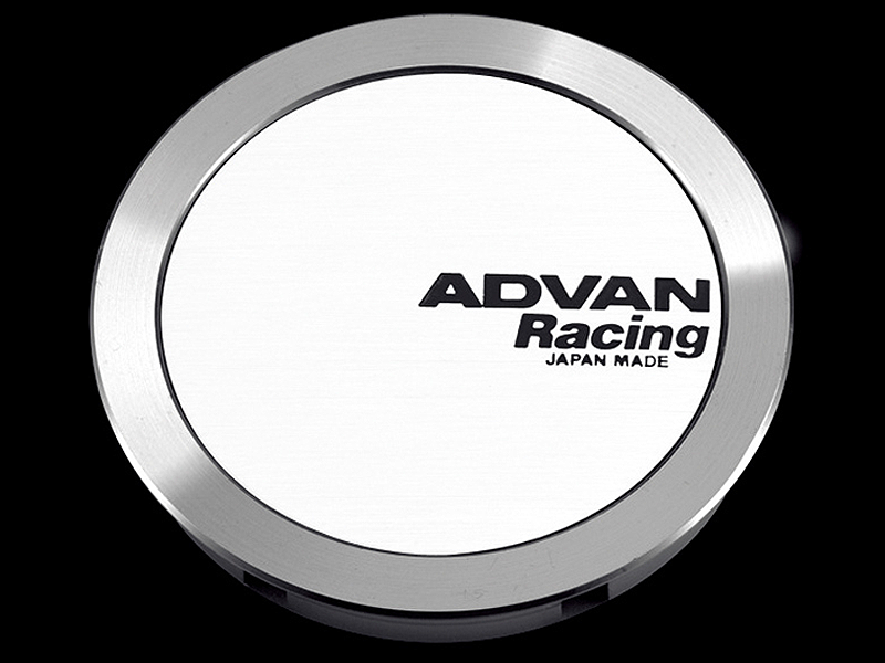 Advan 73mm Full Flat Centercap - White/Silver Alumite for 2000-2023 Honda Civic, Toyota Corolla, Mazda 3, and More
