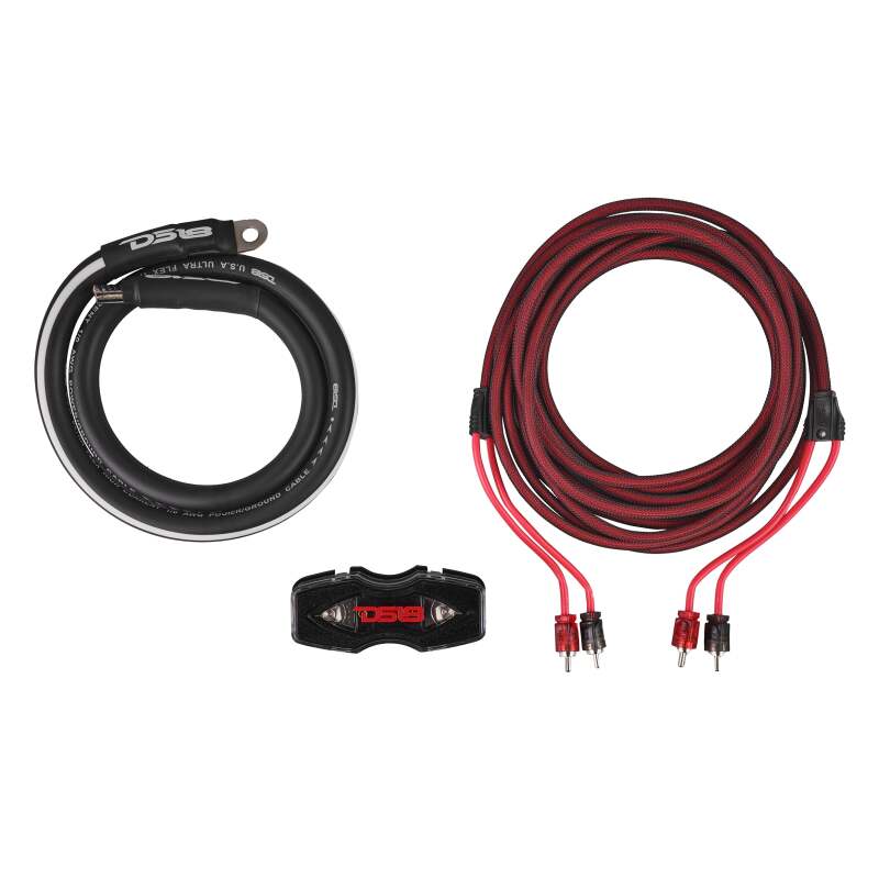 DS18 0-GA Amplifier Install Kit Advance - Red for Car Audio Systems
