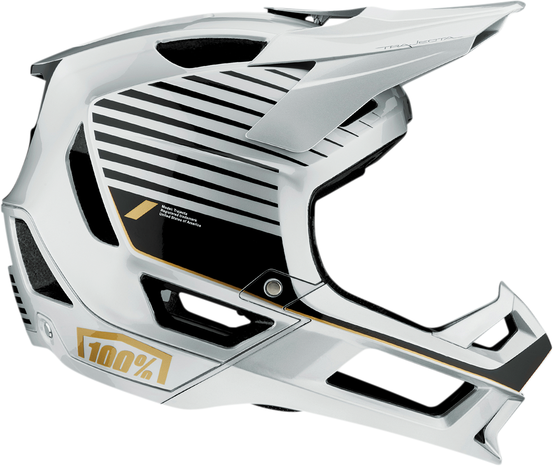 100% Trajecta Helmet with Fidlock - Ranelagh Silver Large Enduro & All Mountain Bike Helmet